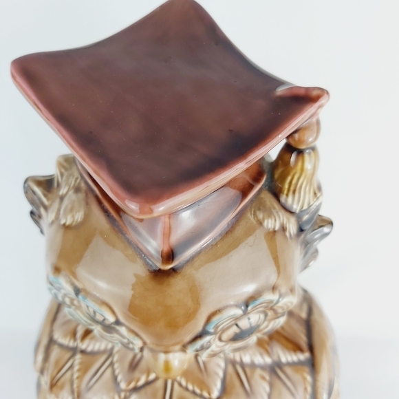 VINTAGE graduate student owl big cookies jar Made in Japan - Picture 4 of 9